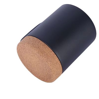 Stainless Steel 12 Ounce Matte Black Mug with Cork Bottom and Sliding Lock Lid Perfect