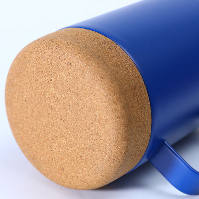 Contemporary 16oz Straight Stainless Steel Coffee Tumbler with Cork Bottom and Handle