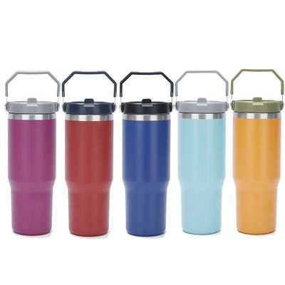 Minimalist Design Style 30oz BPA Free Vacuum Insulated Tumbler with Flip Straw Thermos
