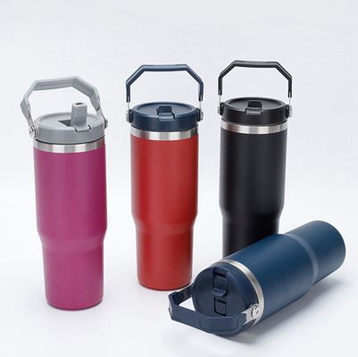 Minimalist Design Style 30oz BPA Free Vacuum Insulated Tumbler with Flip Straw Thermos