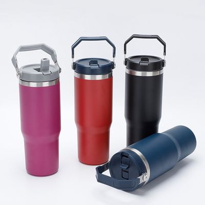 Stainless Steel Flip Straw Tumbler 30oz Capacity BPA Free Matte Colored Popular Choice